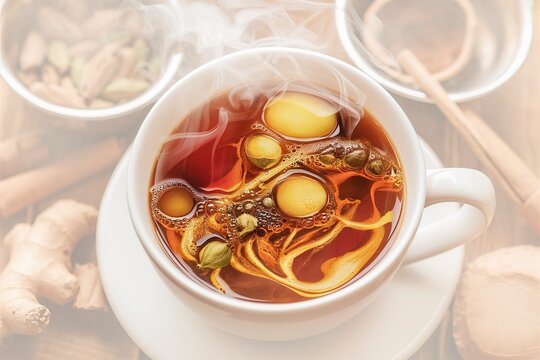 Jaggery tea or Gur ki chai with ingredients like gud, ginger or adrak, green cardamom and cinnamon
