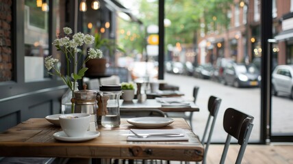 A bustling coffee shop with a vibrant atmosphere.