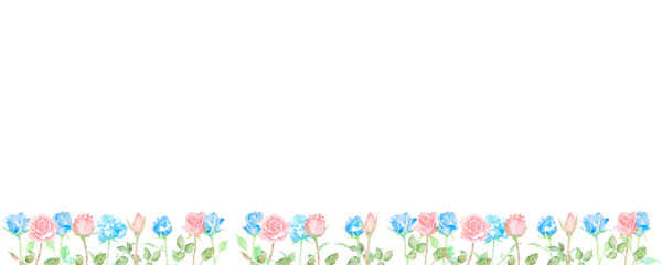 水彩で描いたカラフルな花たちのボタニカルフレーム