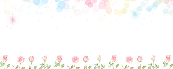 水彩で描いたカラフルな花たちのボタニカルフレーム