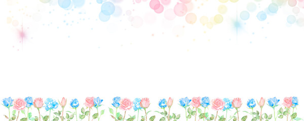 水彩で描いたカラフルな花たちのボタニカルフレーム