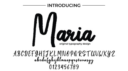Maria Font Stylish brush painted an uppercase vector letters, alphabet, typeface