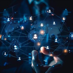 Obraz premium structure of networking. Analysis and data exchange customer connection .Generative AI