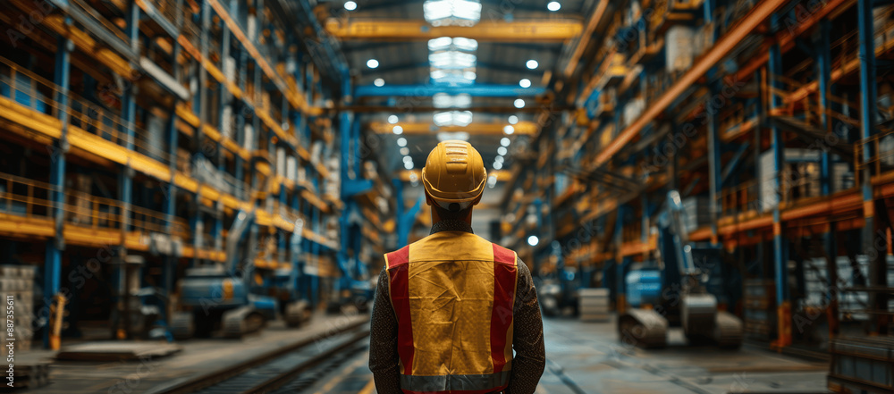 Aufkleber engineer controls welding robotics in automotive factory using digital ai technology for industry 4.