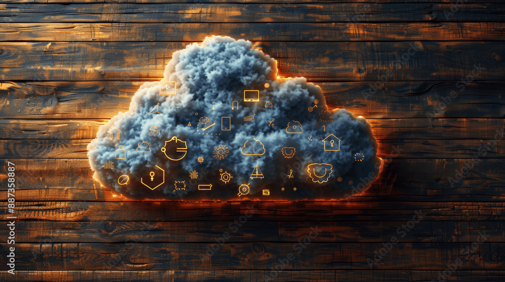 Poster cutting-edge document management with smart devices, cloud collaboration, and advanced software for 