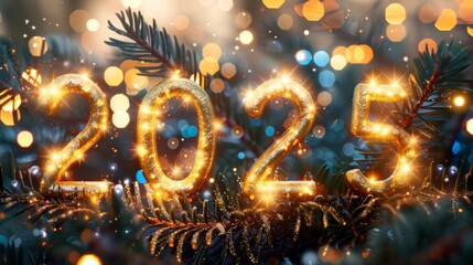 Happy New Year 2025 with beautiful fire letters