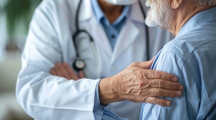 Aged person getting attention from a consultant, focusing on health and well-being in a peaceful setting