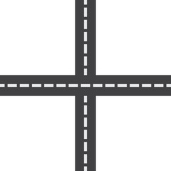 Intersection Roadway Icon Illustration, Highway Vector