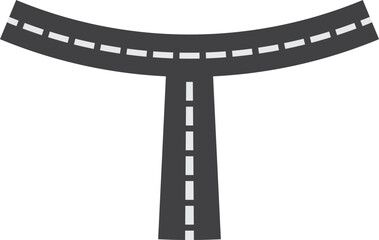 Intersection Roadway Icon Illustration, Highway Vector