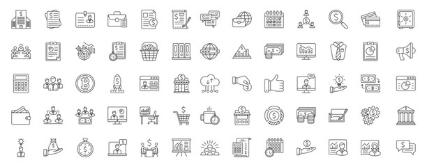  Economy and finances thick line art icons set Free Vector 
