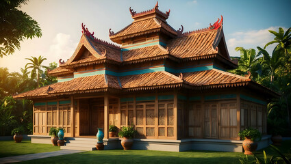 Fototapeta premium realistic West Javanese traditional house