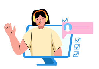 cream pink customer service 3d illustration