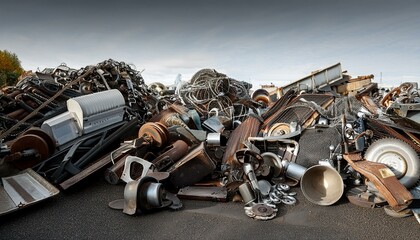 고철 고물 폐기물이 쌓여있는 고물상 야적장