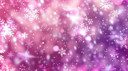 Sparkling Snowflakes on Pink Background