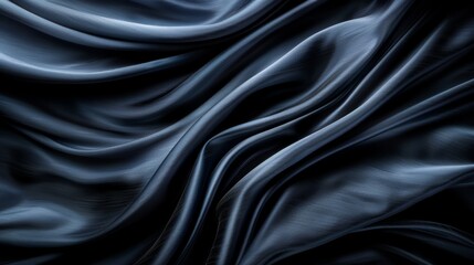 Obraz premium A tight shot of a black fabric with an extended, undulating, wave-like section in its midst