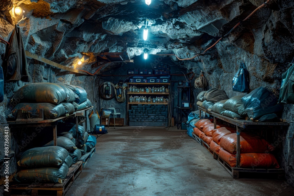 Aufkleber image of a secure storage area for mining explosives and blasting equipment
