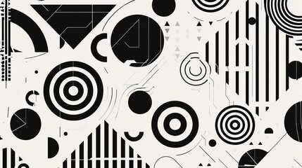 Abstract Geometric Pattern: Monochrome Black and White Design 