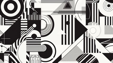 Abstract Geometric Black and White Pattern: A dynamic interplay of shapes and lines creates a visually striking abstract design.  The monochrome palette adds a touch of sophistication.