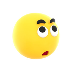 3D render confused emoji character