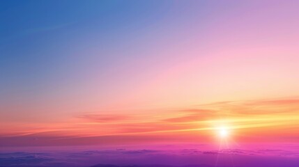 Fototapeta premium The sun sets over cloud-filled sky, viewed from an airplane's vantage point