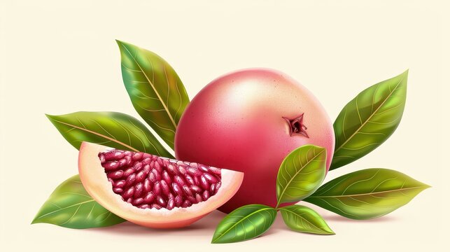Detailed 3D illustration of Velvet Apple Mabolo round, velvety fruit with custardlike flesh, isolated on clean background.
