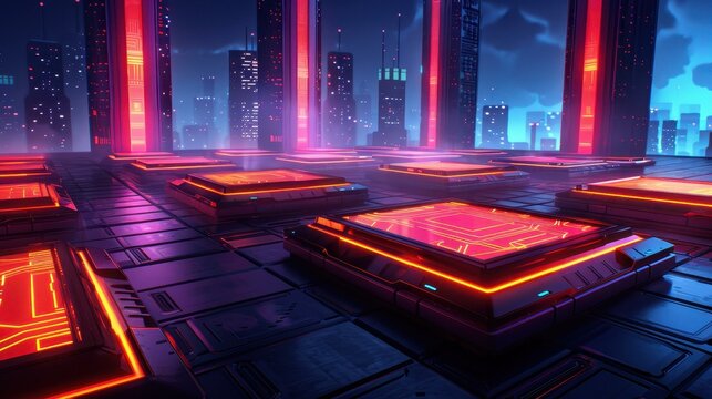 Explore the future with a depiction of a scifi smart city or an alien civilization. Concept image for smart city planning and society development.