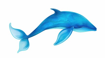 Obraz premium Stunning image of a solitary Blue whale against a spotless background.