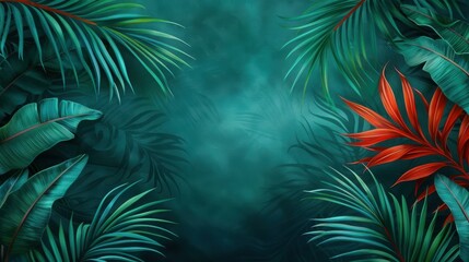 Vibrant tropical night illustration with exotic animals and plants against a dark backdrop. Perfect for a wild and adventurous kids room.