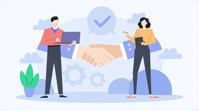 illustration of deal and business merger animated video