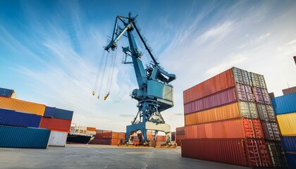 항만크레인으로 선박에 컨테이너를 옮기는 사진