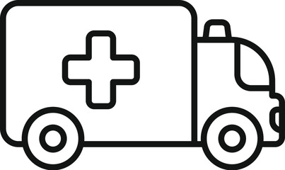 Ambulance car first aid rescue emergency hospital transporting line icon, outline style icon