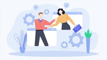 online business merger illustration animated video - Powered by Adobe