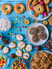 cookies and bread in an illustrator doodle graphic style