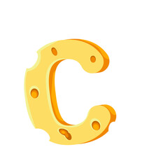 Cheese Letter C 3D Effect