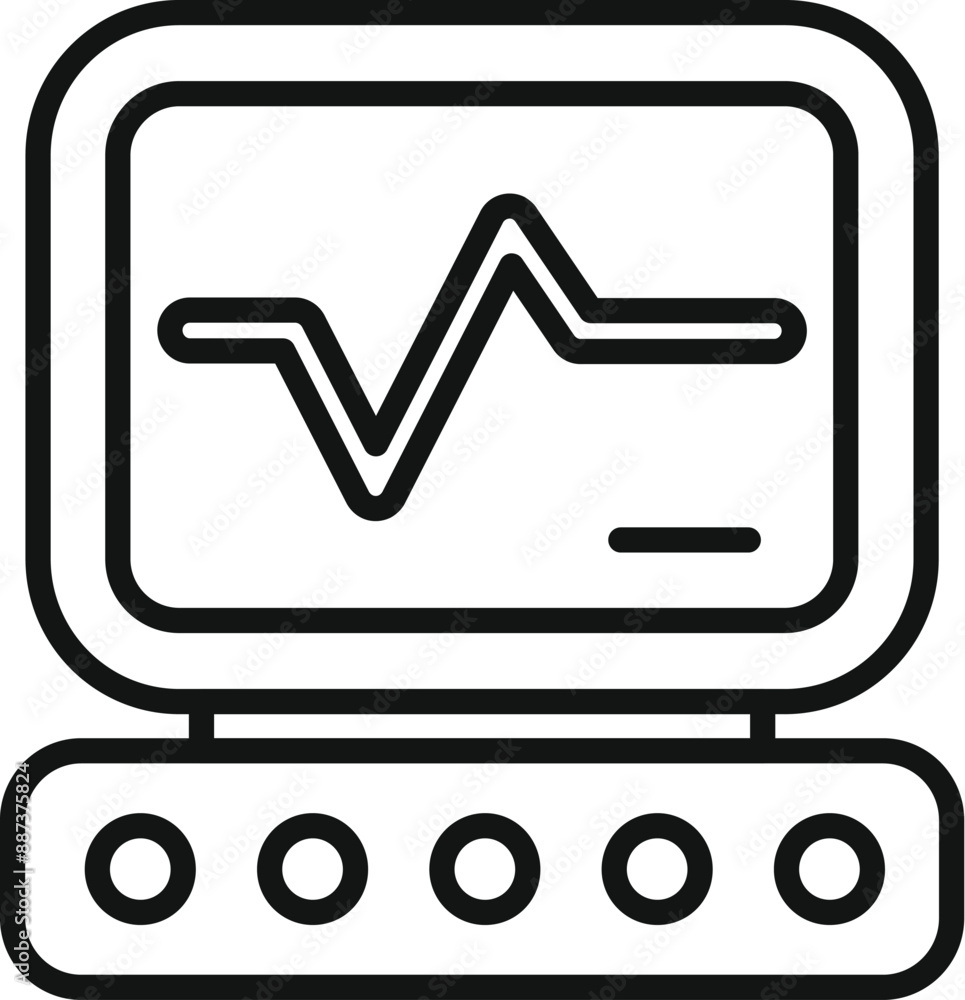 Poster black and white simple icon of a heartbeat monitor showing a pulse on the screen