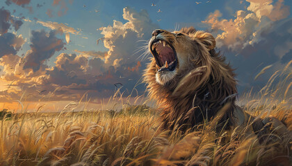 Naklejka premium roaring lion