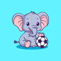 Cute elephant with ball cartoon vector illustration