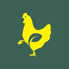 cute hen animal livestock flat logo design vector