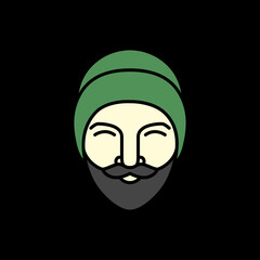 men head cool mustache vintage logo design vector