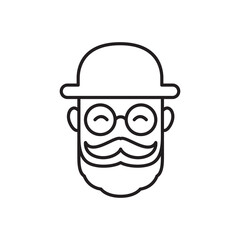 cool mustache man head with glasses line logo design vector