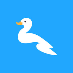 swimming swan beauty animal colorful logo design vector