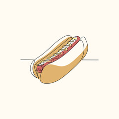 Line Art Food Hot Dog Illustration