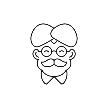 javanese man head culture line logo design vector