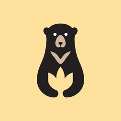 honey bear cute adorable animal logo design vector