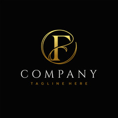 Letter F Luxury Circle Elegant Design