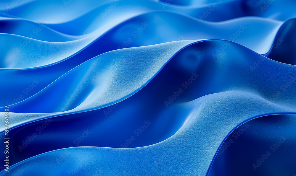 Poster elegant curvy blue surfaces in abstract 3d design with smooth flowing shapes and modern aesthetic - 