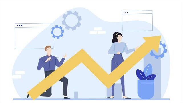 good teamwork make progress illustration business animated video