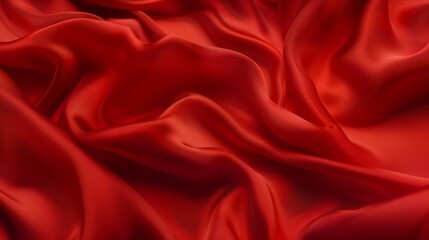 Obraz premium Vibrant Red Silk Fabric with Gentle Creases : Generative AI