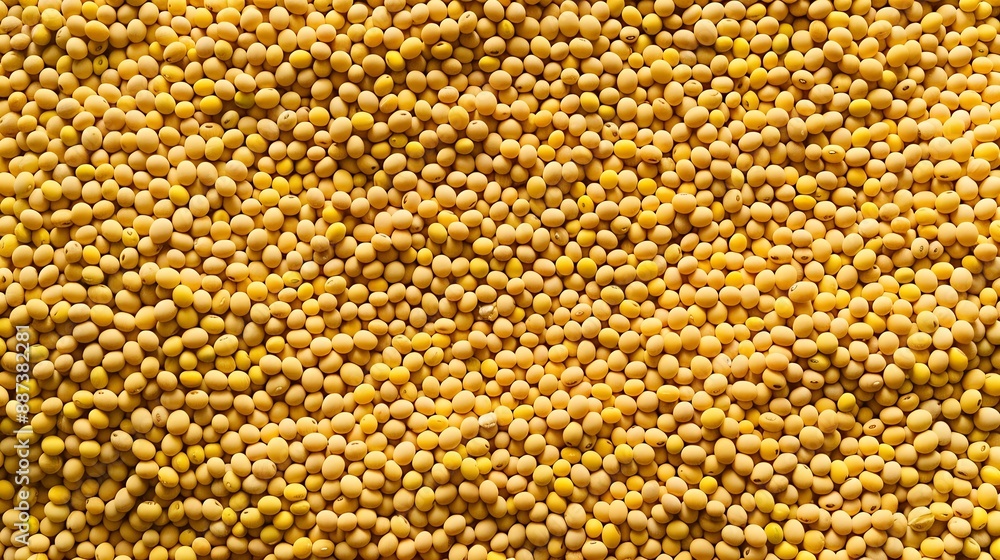 Aufkleber Yellow soybean grain Top view Soybean pattern as for background Raw dehydrated soybeans texture background top view : Generative AI