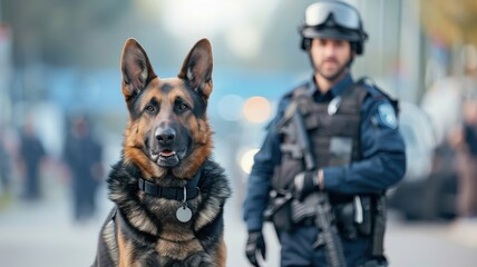 A K-9 unit and its handler work together to sniff for contraband.